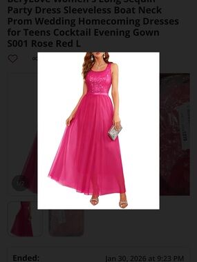 Sleeveless Sequin Bodice Maxi Dress in Hot Pink - Brand:
